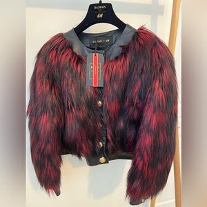 Balmain X H&M faux fur coat NWT